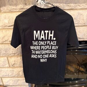 Black Graphic T-Shirt with Math Print Unisex Adult Small